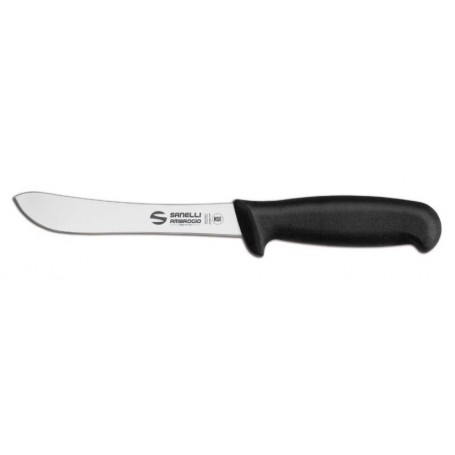 Coltello professionale scimitarra stretta Linea Supra, manico nero, lama satinata cm 15, SD11.015B