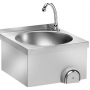 Lavamani a parete mod. LM 40, struttura in acciaio inox, comando a ginocchio, 40x40x32h cm