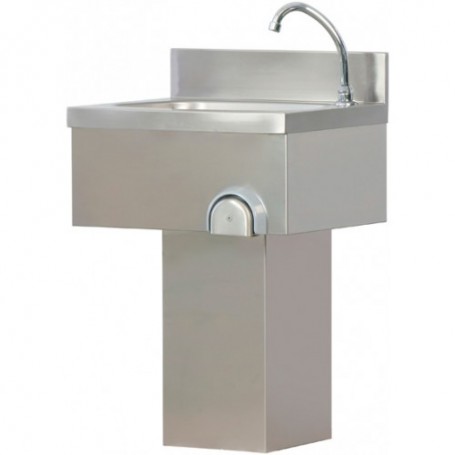 Lavamani a colonna mod. LC 50, struttura in acciaio inox, comando a ginocchio, 50x40x80h cm