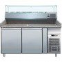 Banco refrigerato pizzeria ventilato mod. G-PZ2600TN Forcar, +2°+8°C, 2 porte, 151x80x100h cm, vetrina esclusa
