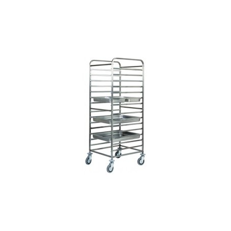 Carrello portateglie mod. CA1476 Forcar, cap. 14 GN 2/1 (28 GN 1/1), struttura e guide in acciaio inox, 65x72x182h cm