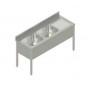 Lavello a giorno su gambe 2 vasche con gocciolatoio a dx o sx, senza ripiano, in acciaio inox AISI 304, prof. 70 cm