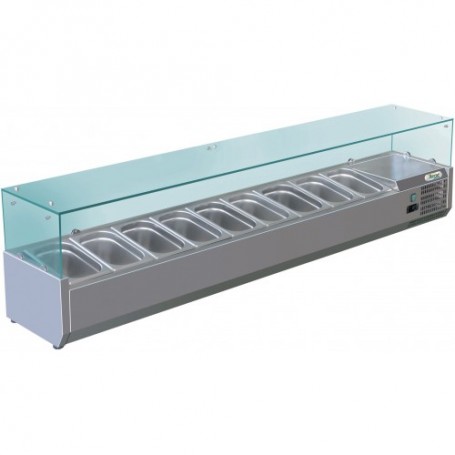 Vetrina refrigerata statica pizzeria mod. G-RI20038V Forcar, +2°+8°C, cap. 9 bacinelle x GN1/3 (non incluse)
