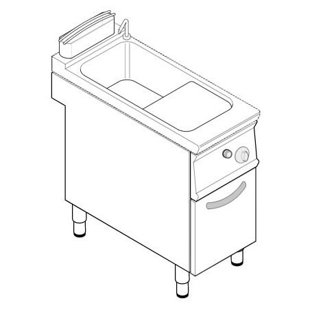 Cuocipasta a gas 1 vasca 24 lt su vano serie Tecno74 mod. CP4FG7, 10 kw, 40x70x90h cm