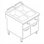Cuocipasta a gas 2vasche 24lt+24lt su vano serie Tecno74 mod. CP8FG7, 20 kW, 80x70x90h cm