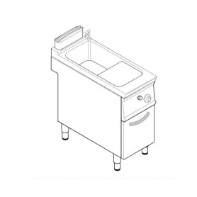 Cuocipasta a gas 2 vasche capacità 40+40 lt. - Carico acqua con rubinetto -  cm 80x90x90h - CESTELLI ESCLUSI 