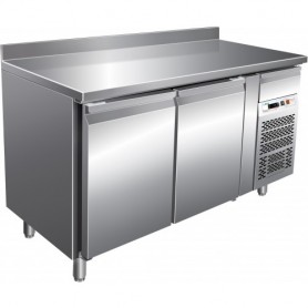 Tavolo refrigerato ventilato gastronomia 2 porte GN 1/1 con alzatina, -18°/-22°C, mod. G-GN2200BT, 136x70x86/96 h CM
