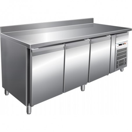 Tavolo refrigerato ventilato gastronomia 3 porte GN 1/1 con alzatina, -2°/+8°C, mod. G-GN3200TN, 179,5x70x86/96h cm