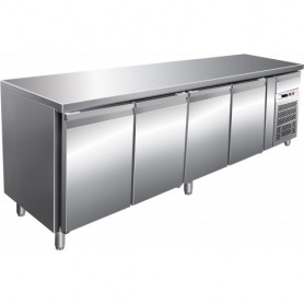 Tavolo refrigerato ventilato gastronomia 4 porte GN 1/1, -2°/+8°C, mod. G-GN4100TN, 223x70x86h cm