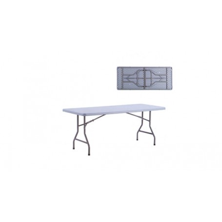 Tavolo catering rettangolare in polietilene espanso alta densità mor.137093, gambe pieghevoli, 152x75x74h cm