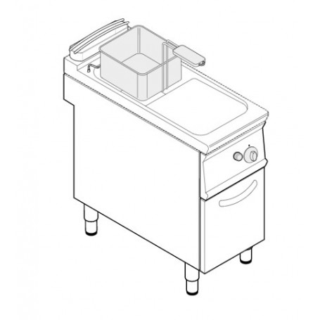Friggitrice a gas 1vasca 17 LT su vano serie TECNO74 mod.FRV47FG7TT Tecnoinox, fondo a V, 16,5 kW, 40x70x90h cm