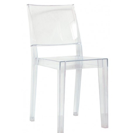 Sedia in policarbonato trasparente per esterno, 37x38,5x85h cm, impilabile