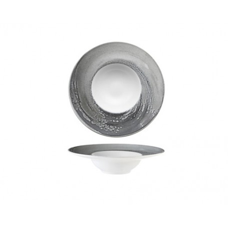 Piatto pasta collezione Vortice Digital Print grigio, MOR.133659, Ø 25 cm, interno Ø 12 cm