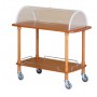 Carrello di servizio in legno con cupola Forcar, mod. CLC 2012, 2 ripiani, maniglia, ruote multidirezionali cromate, 4 colori