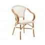 Poltroncina per esterno mod.060-AM03 Rossanese in alluminio effetto bambù, rivestimento in textilene bianco