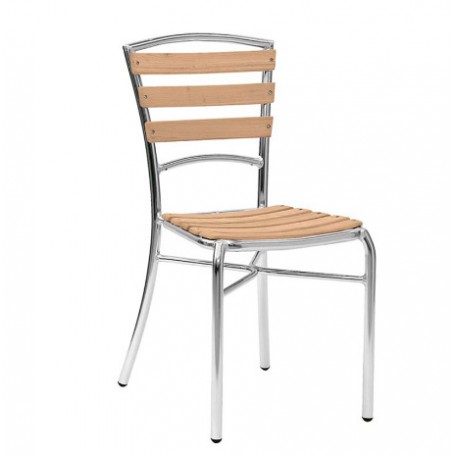 Sedia per esterno mod.043-ALW12 Rossanese in alluminio anodizzato, doghe in legno di rovere