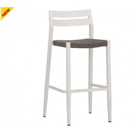 Sgabello per esterno mod.1793-MY3 Rossanese, struttura in alluminio verniciato, seduta in corda, 2 colori