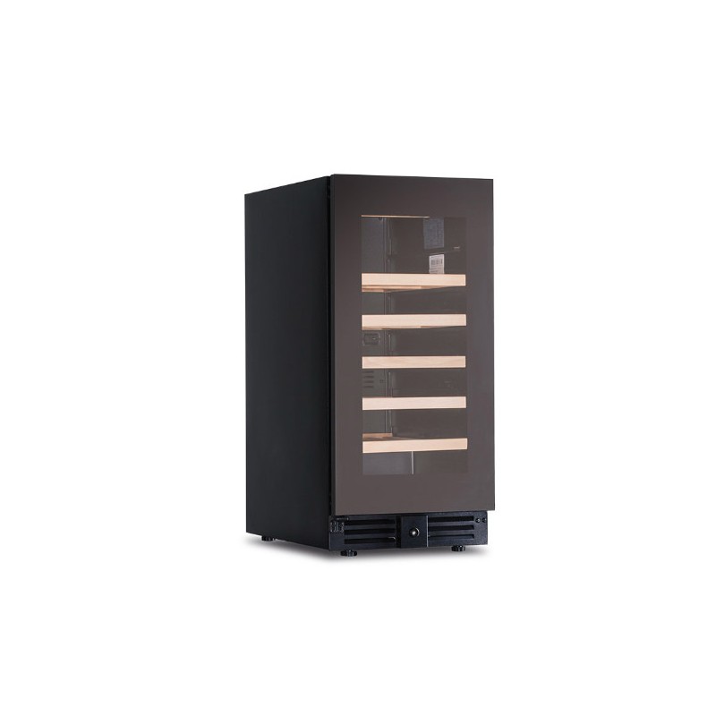 Cantinetta vini refrigerata ventilata CW37G1TB Klimitalia,1 porta a sfioro,  mensole in legno, lt 88/cap.28 btg cl 75