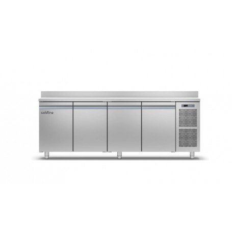 Tavolo refrigerato ventilato Smart 4 porte GN1/1 Coldline mod.TA21/1ME-710, -2°+8°C, plug-in, con alzatina, 226x70x95h cm