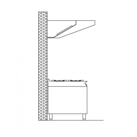 Cappa a parete snack linea Eco-line serie ECPAS 9 in acciaio inox AISI 304, senza motore, prof. 90 cm