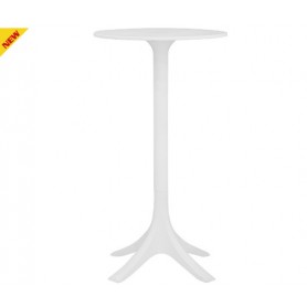 Tavolo alto per esterno mod.1734-Y60 Rossanese, struttura e piano in polipropilene, Ø 60 cm, h 111 cm, colore bianco