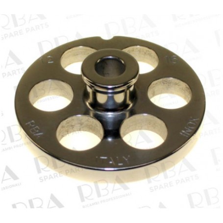 Piastra per tritacarne professionale mod. 12 inox fori Ø 16 mm, nr tacche 1 Slayer Blades, Rba SLATRI0325