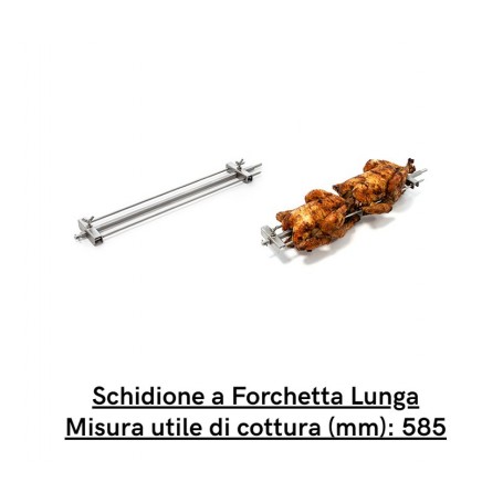 Schidione a forchetta lunga CB.14080438 CB, misura utile di cottura 585 mm, per girarrosti a gas ed elettrici