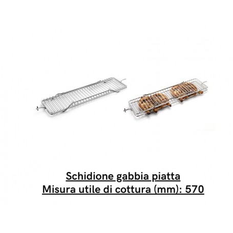 Schidione gabbia piatta CB.14080006 CB, misura utile di cottura 570 mm, per girarrosti a gas ed elettrici