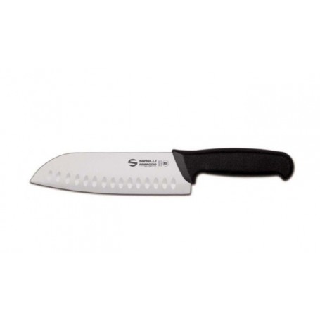 Coltello professionale Santoku Linea Supra, manico nero, lama semilucida, 2 misure, SC50.018B e SC50.020B