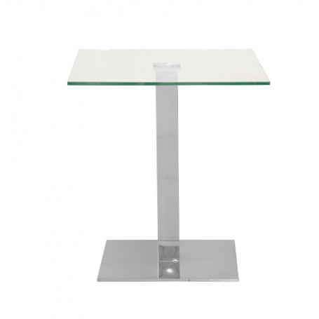 Tavolo per interno Rossanese, base in acciaio inox cromato, piano in vetro temperato spessore 13 mm, 2 misure (70x70 e 80x80 cm)