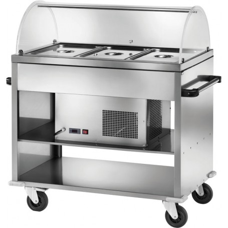 Carrello refrigerato in acciaio inox AISI 304 mod. CAR2780 Forcar, +2°+10°C, cap. 3 bacinelle GN 1/1 h 15 cm, 124x72x94h cm