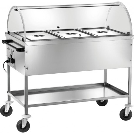 Carrello termico a bagnomaria in acciaio inox AISI 304 mod.CT1760C Forcar,+30°+90°C, cap. 3 GN 1/1 h 20 cm, 117x67x114h cm