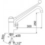 Miscelatore professionale monoforo monocomando, leva lunga, cartuccia a dischi in ceramica, canna erogazione Ø20x300 mm