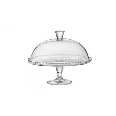 Alzata in vetro con piatto e campana, MOR.116612, Ø 32 cm h 28 cm