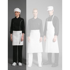 Confezione 2 pezzi grembiule corto cucina Barton unisex, con tasca centrale, colore bianco