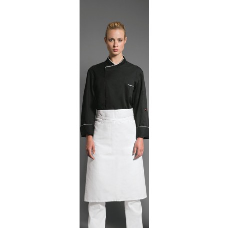 Confezione 2 pezzi grembiule lungo cucina Toronto unisex, con tasca centrale, colore bianco