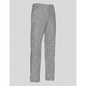 Pantaloni unisex da chef Capri, elastico in vita e chiusura a coulisse, tasche laterali e posteriore, fantasia pied de poule