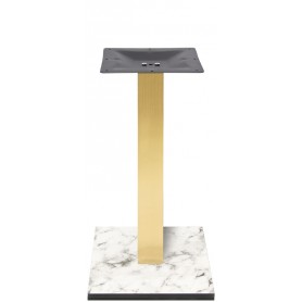 Base tavolo per interni mod.218-HPQ 408 Rossanese,  colonna ottonata, base 40x40 cm effetto marmo