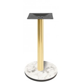 Base tavolo per interni mod.329-HPR 408 Rossanese,  colonna ottonata, base tonda 40 cm effetto marmo