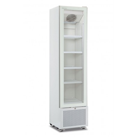 Vetrina bibite ventilata mod.Slim Cooler 225T Klimitalia,0°/+10°C, cap.225l, 5ripiani, porta a sfioro,led, 210W,colore bianco