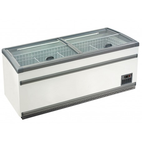 Isola supermarket statica scorrevoli in vetro mod.IGLOO 21 Klimitalia, cap. 850 l, -21°/-18°C, 210x85x87h cm
