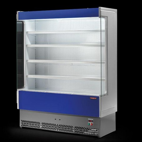 Murale refr.to ventilato+3°+5°C mod.VULCANO60SL Tecnodom,con gruppo incorporato, 4ripiani,187x60,5x198h CM, banner blu RAL 5013