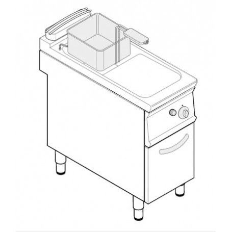 Friggitrice a gas 1vasca 13 LT su vano serie TECNO74 mod.FRV43FG7T Tecnoinox, fondo a V, 12 kW, 40x70x90h cm