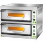 Forno elettrico pizzeria FES4+4 Fimar, 2 camere h14cm, piano cottura refrattario, doppia porta con vetro, Monofase/Trifase
